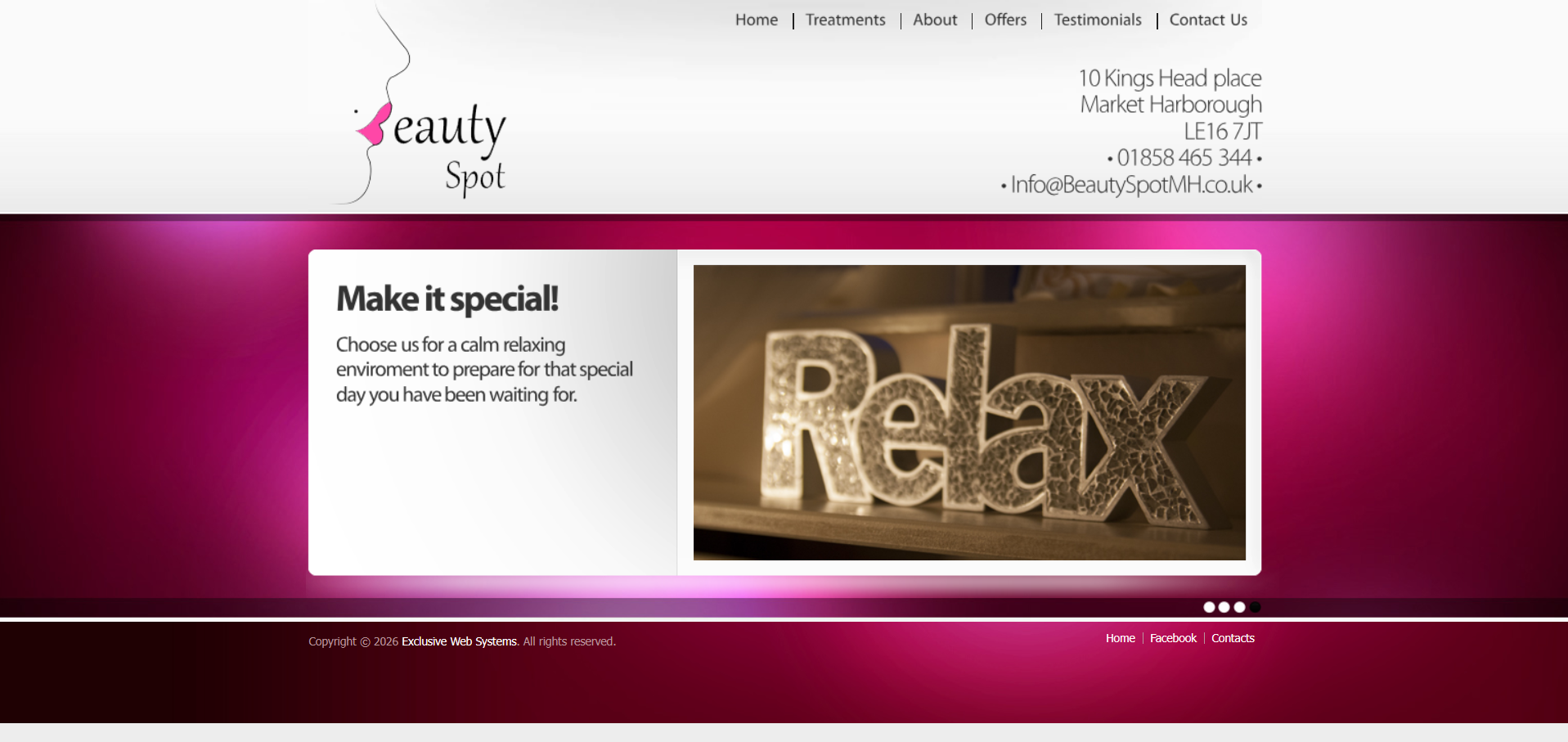Beauty Spot’s previous desktop website homepage